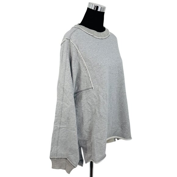 NWT Free People Gray Slouchy Crew Neck Sweater| Coastal Grandmother Quiet Luxury - Picture 5 of 16